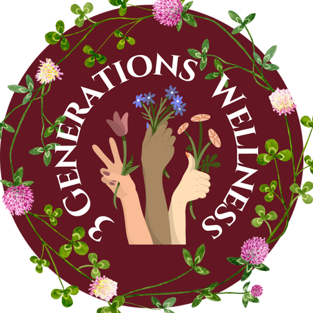 3 Generations Wellness Logo with flowers and hands.